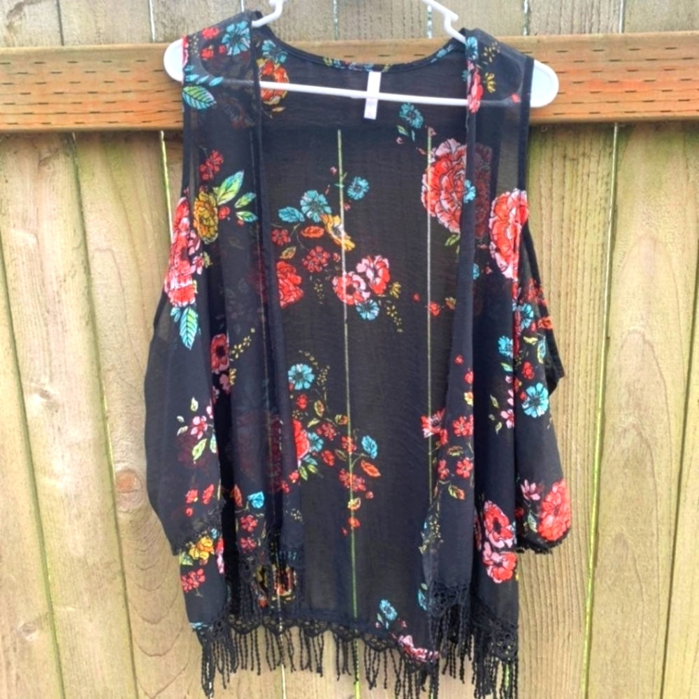 Fringe Off Shoulder Kimono